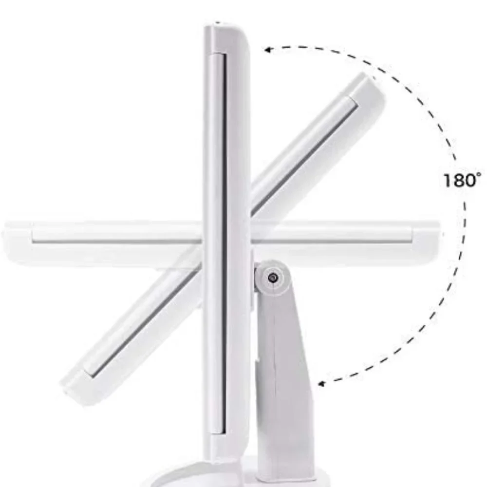 LED Lights Make Up Table Mirror 180 Degrees For Women's - White